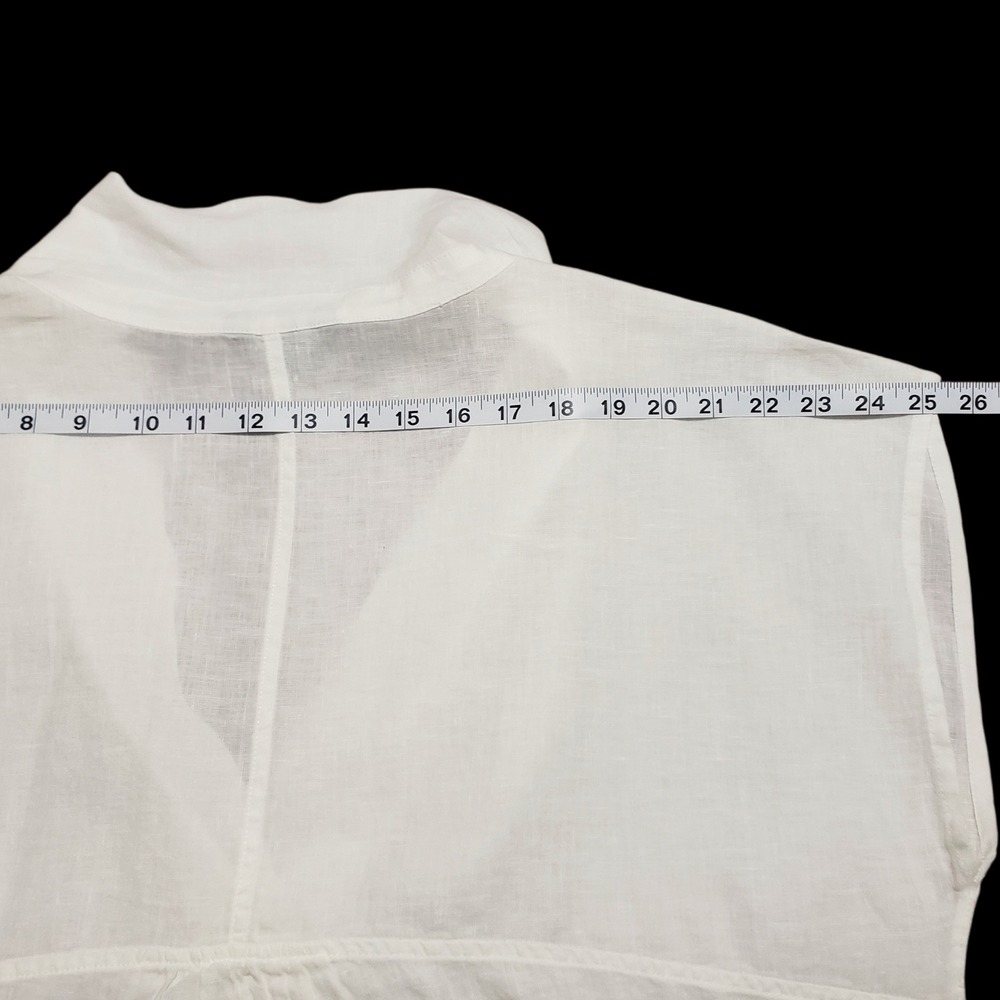 Lands End White 100% Linen V-Neck Tunic Coverup Top Womens Large 14-16 - Picture 10 of 11